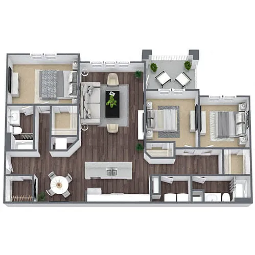 Floor plan C1: 3 Bed 2 Bath