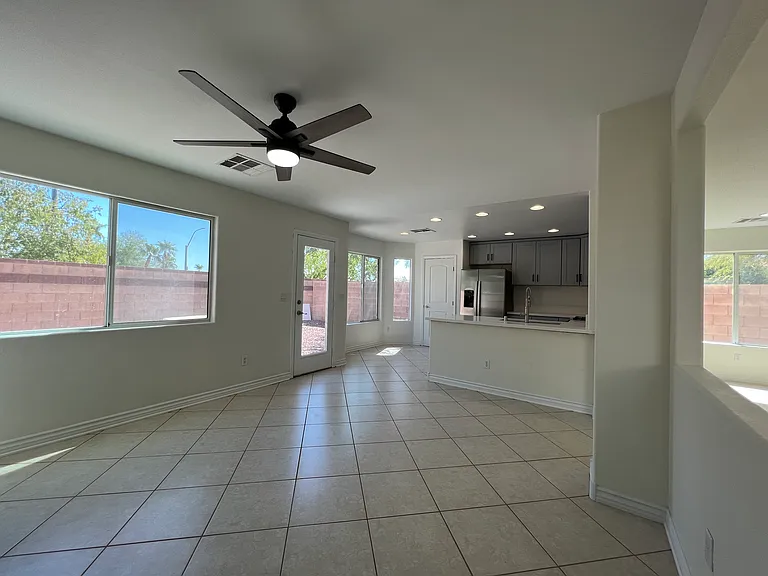 Alternate view of family room looking into kitchen