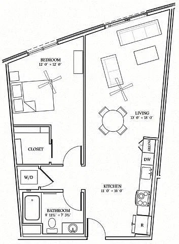 Floor plan ONE BEDROOM 11
