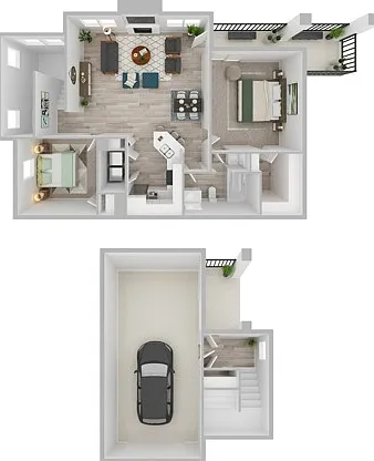 2 Bedroom | 1 Bath | 975 SF | Attached Garage 2 Bedroom | 1 Bath | 975 SF | Attached Garage