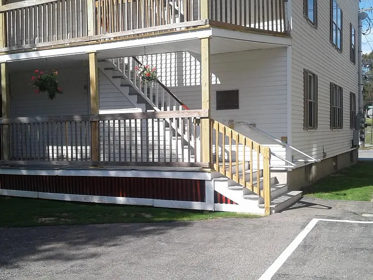 Entrance from spacious parking lot
