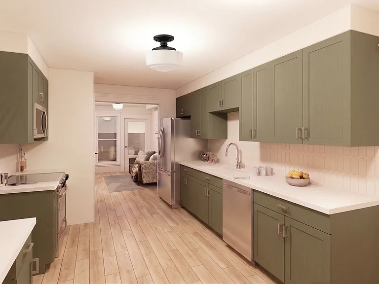 Rendering of Kitchen
Photos shown represent the planned design aesthetic. Please note that finishes and fixtures may vary slightly from the renderings provided.