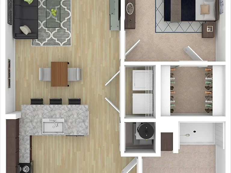 Cedar - 1 Bed, 1 Bath, 660 sq. ft.