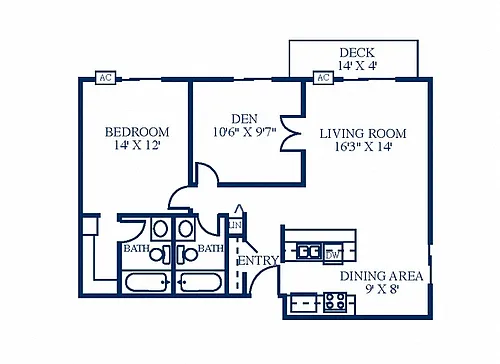 Floor plan One Bedroom Plus Den