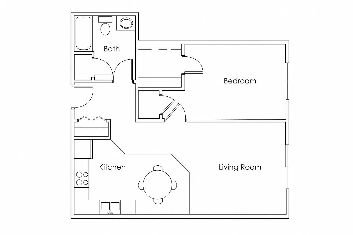 Floor plan 1 Bedroom 1 Bathroom 705 - G