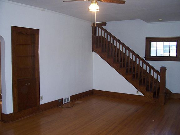 The staircase is seen here from the livingroom.