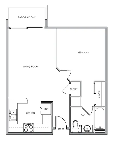 Floor plan 1 Bedroom &amp; 1 Bathroom