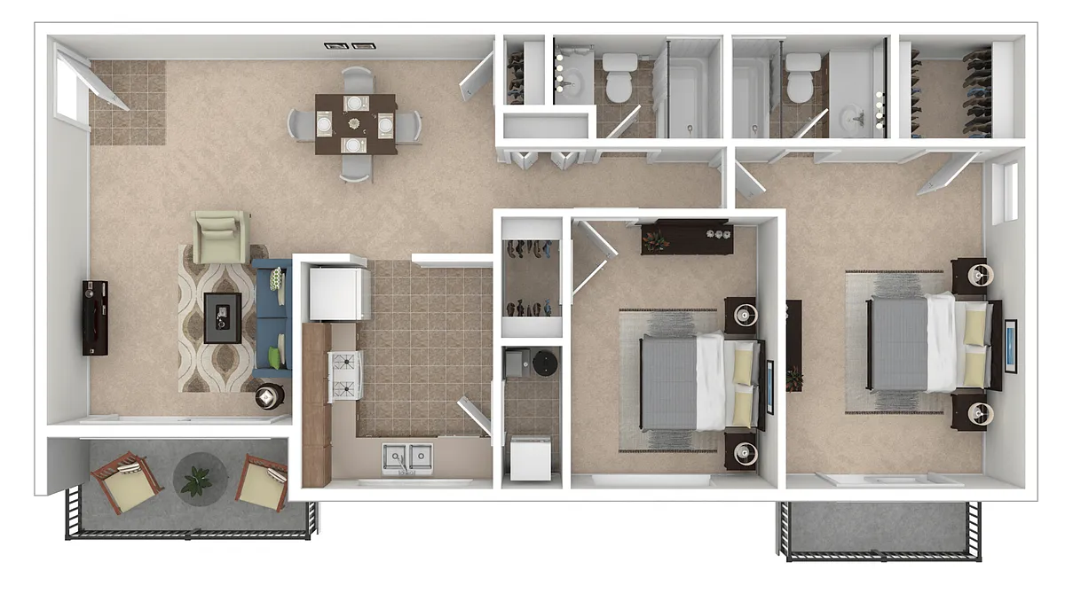 Floor plan 2 Bedroom 2 Bath Classic