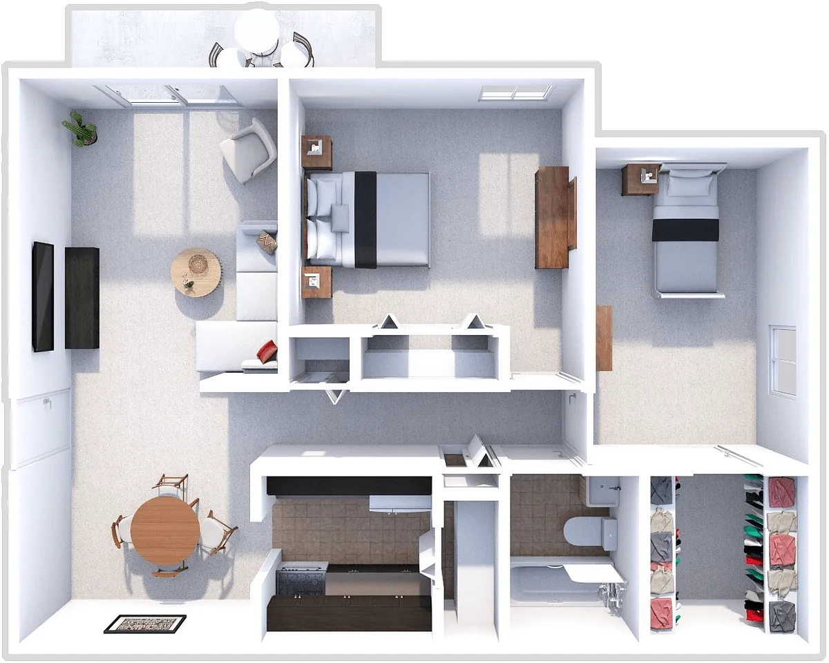 Floor plan 2 Bed 1 Bath