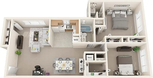 Floor plan 2 Bedroom 2 Bath