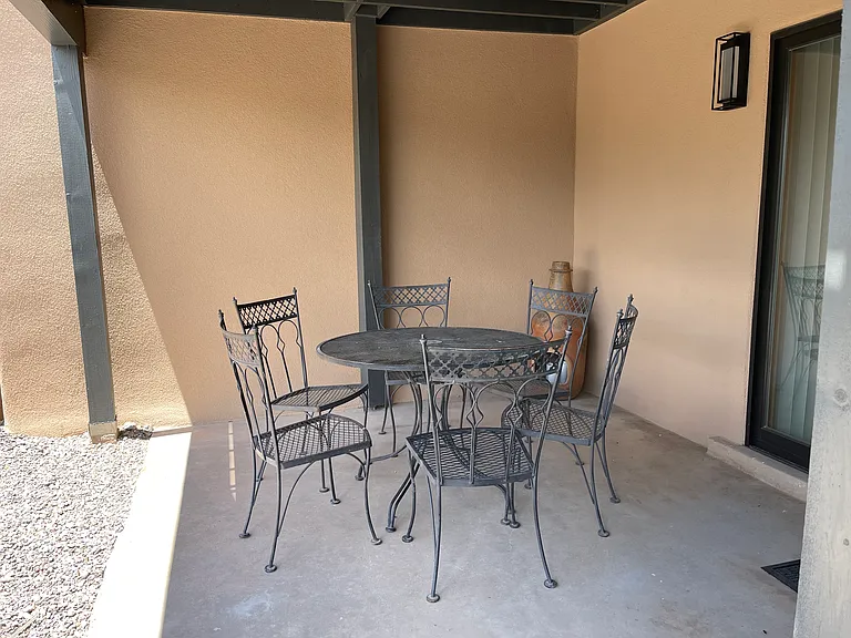 Dining area for six with chiminea
