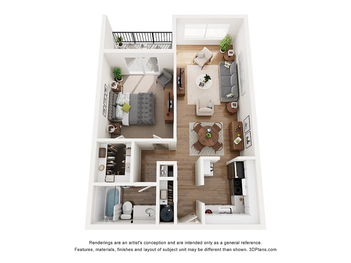 Floor plan 1 Bed 1 Bath A