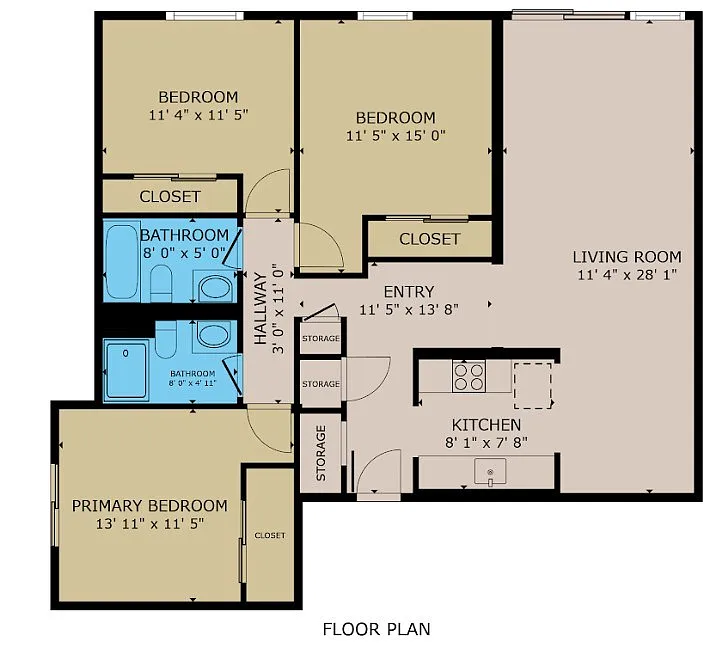 Floor plan 3 Bedroom / 2 Bath
