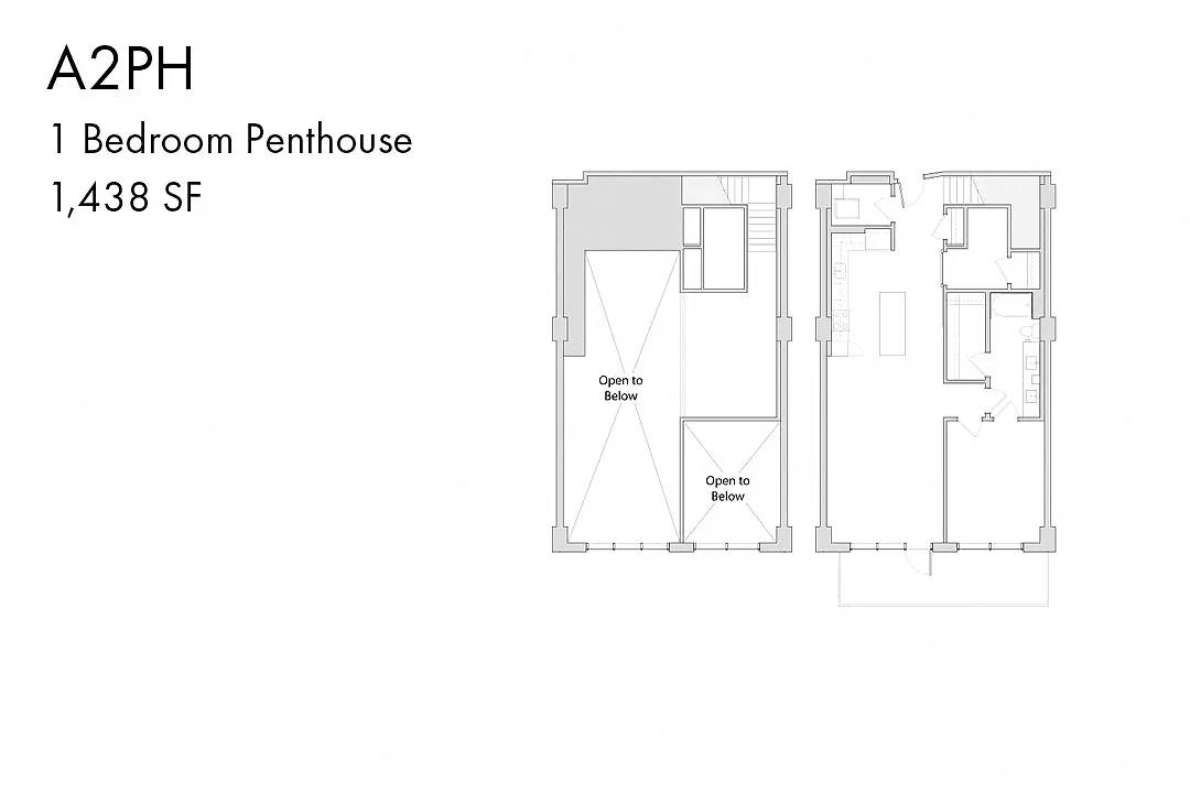 Floor plan A2TH 1 Bedroom Penthouse