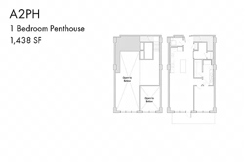 Floor plan A2TH 1 Bedroom Penthouse