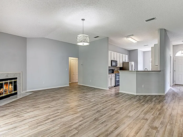 Open living room and kitchen.