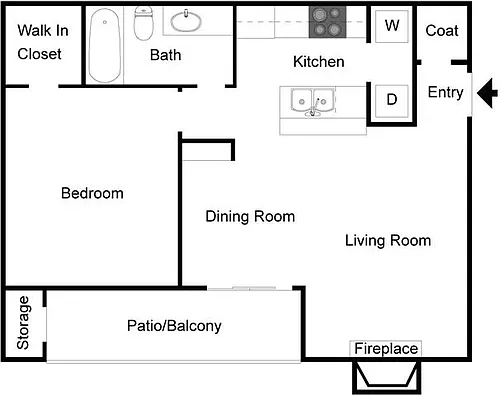 Floor plan 1 Bedroom 1 Bath