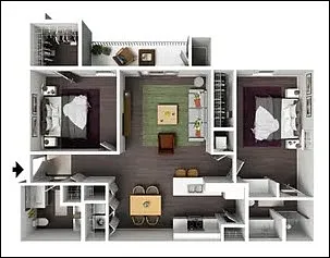 Floor plan 2 Bedroom Furnished