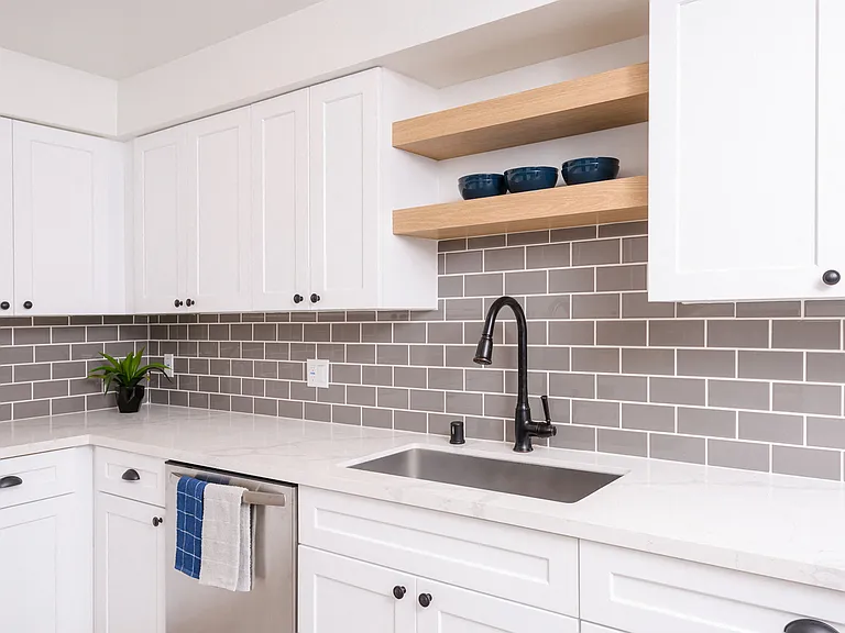 Open Shelves Above Kitchen Sink