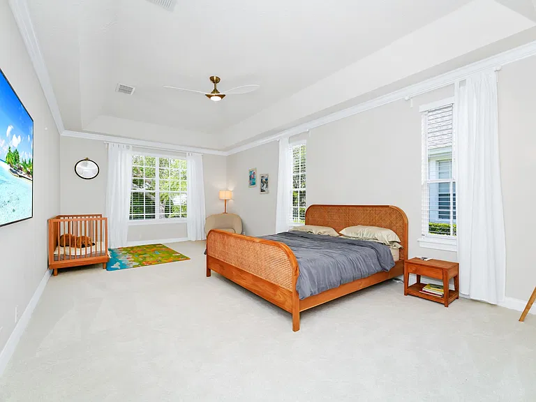 Master bedroom with new carpet.
