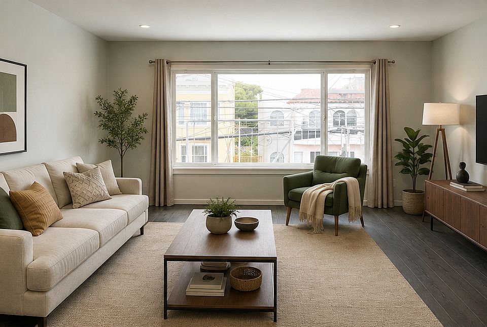Living room virtually staged