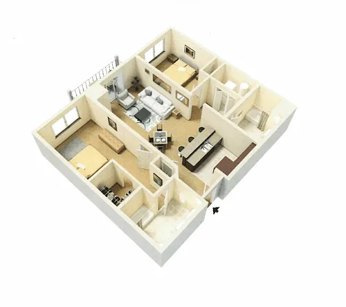 Floor plan Two Bedroom, Two Bath D