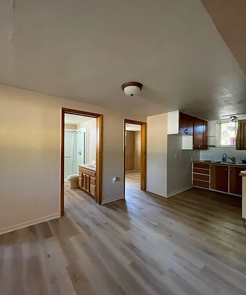 Downstairs view of kitchen, bathroom and bedroom #4