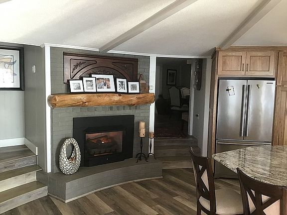 Fireplace in kitchen