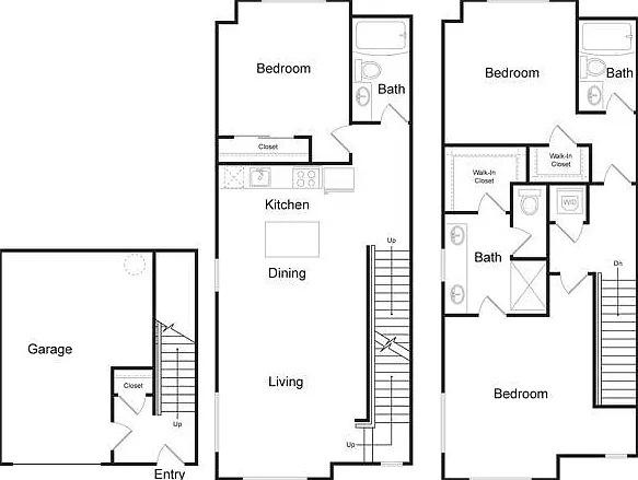 TH3 | 3 bed 3 bath | 1,665 sq. ft. TH3 | 3 bed 3 bath | 1,665 sq. ft.