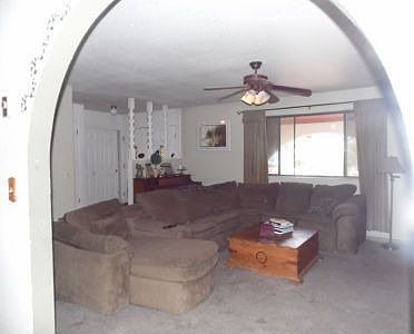 living room/entry from dining area