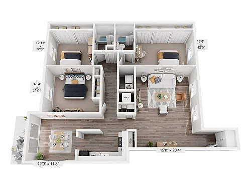 Floor plan 3 bed 2 bath Renovated - Brannigan