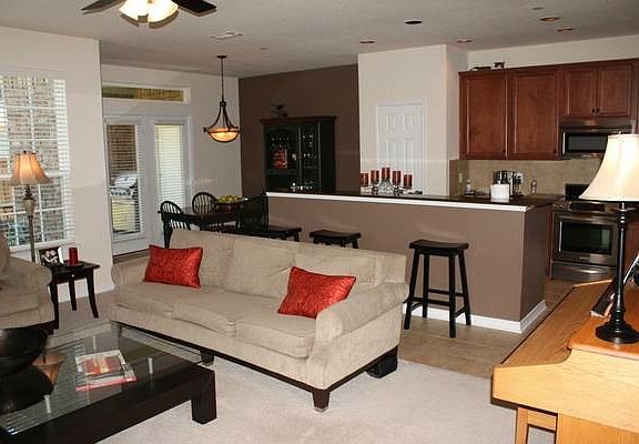 View of kitchen from living room