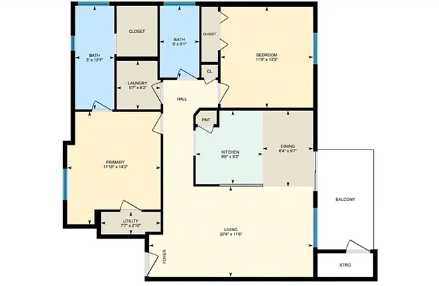 Floor plan 2BR/2BA - B2
