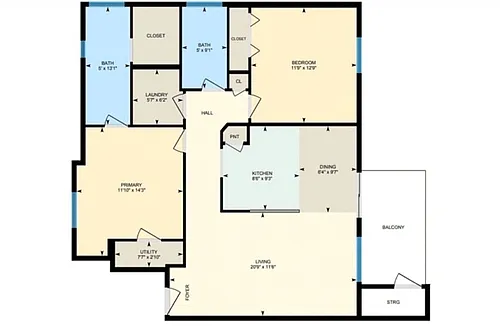Floor plan 2BR/2BA - B2