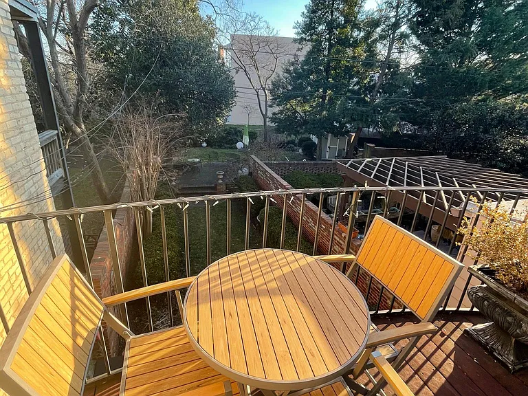 Balcony overlooking back yard.