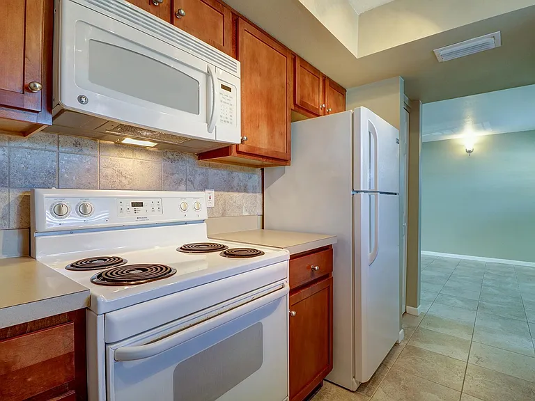 New full appliance package (not in this photo). The New Range has a glass top, New dishwasher has top controls, New fridge has glass shelves.