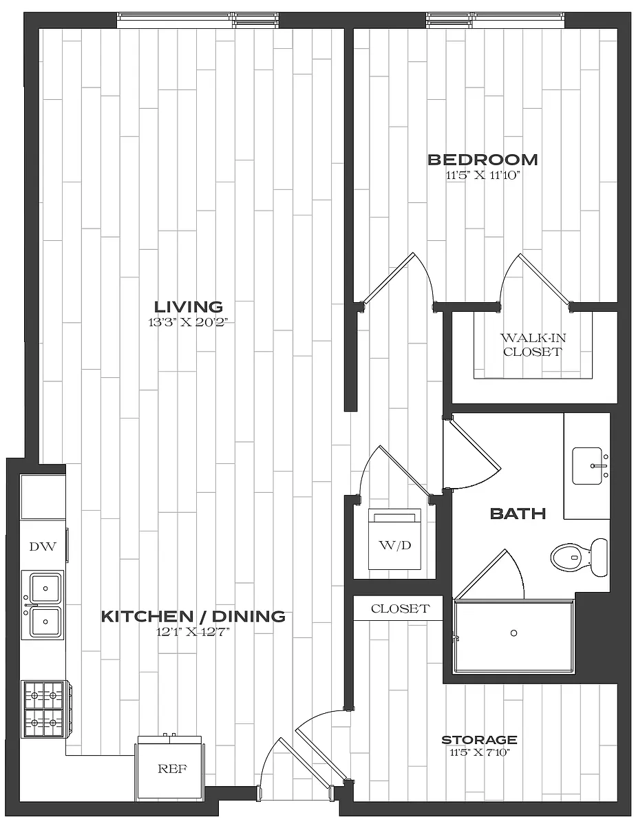 Floor plan 1 Bed/1 Bath-A7b