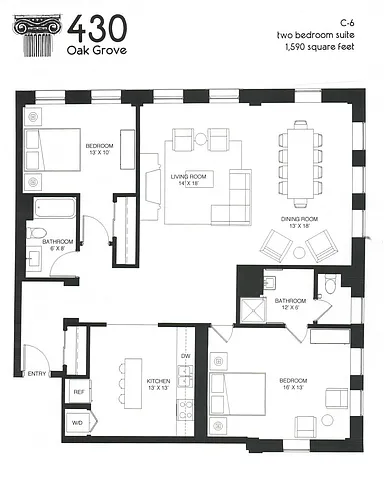 Floor plan 2 BR C-6