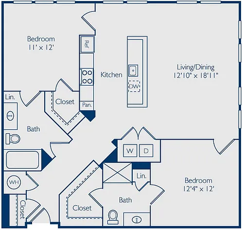 Floor plan 2 Bed 2 Bath B2F