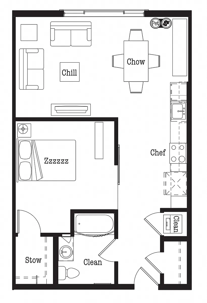 Floor plan Urban One Bedroom U2