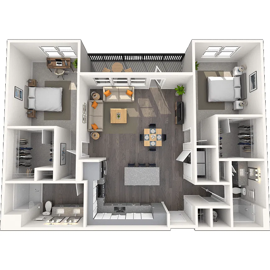 Floor plan B3 2x2 1298 SF