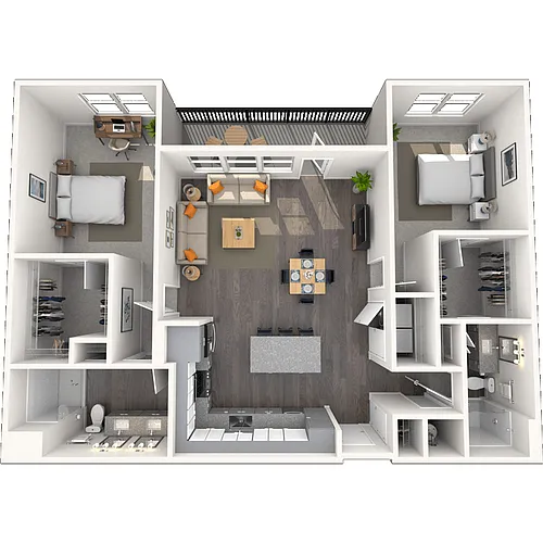 Floor plan B3 2x2 1298 SF