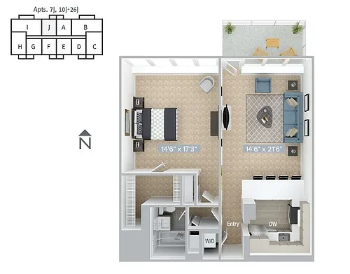 Floor plan A14-850SF-7J-26J-Premier