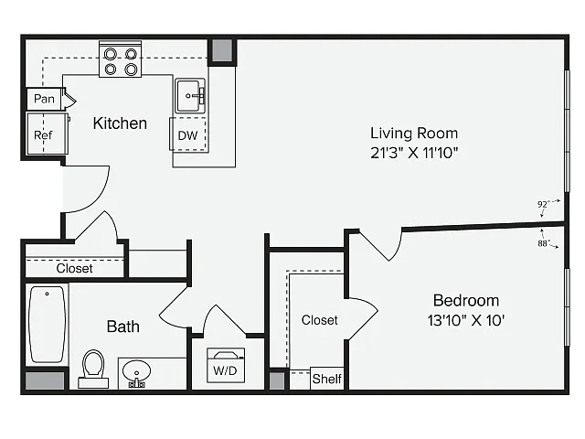 Floor plan 1 Bed 1 Bath - 1C & 1C-1