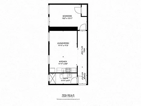 Floor plan 1 Bedroom 1 Bathroom