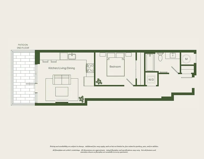 Floor plan 1 Bed- 1 Bath | AJ9 - Reva