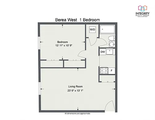 Floor plan 1 Bedroom 1 Bath-Berea West Apt