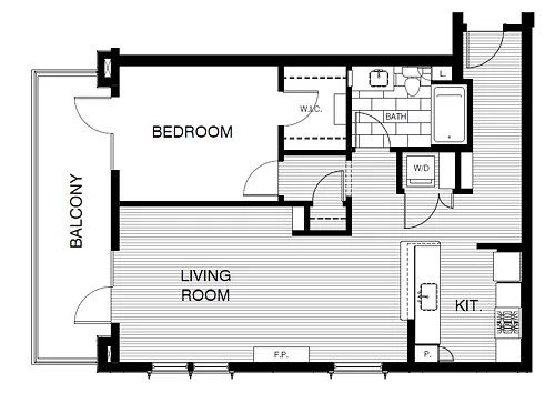 Floor plan 1x1 LG Balc 873