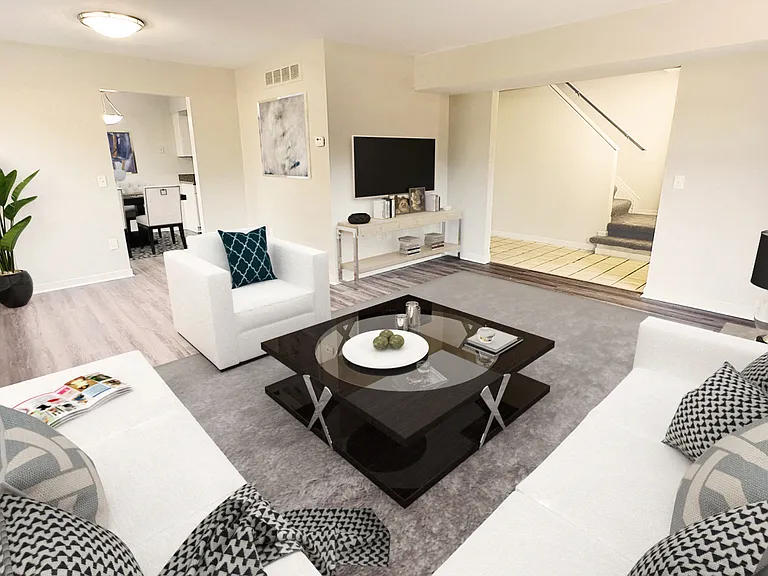 Foxpointe free-flow floor plan with 2 or 3 bedrooms upstairs