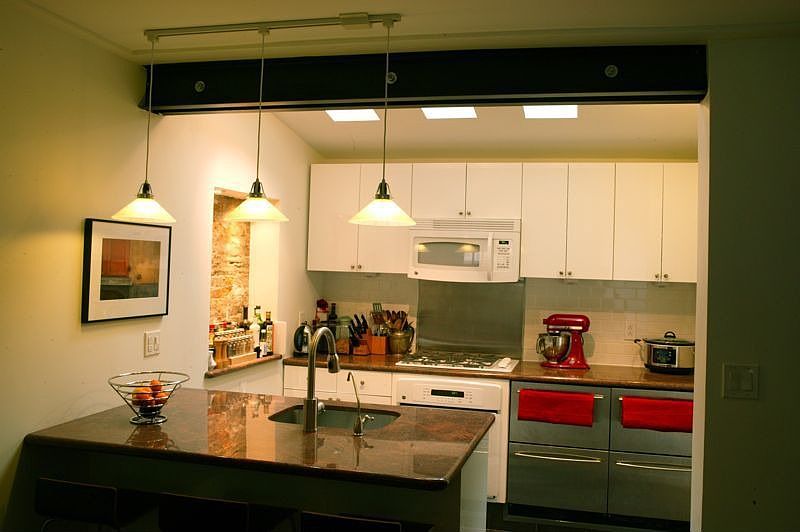 view of the kitchen area